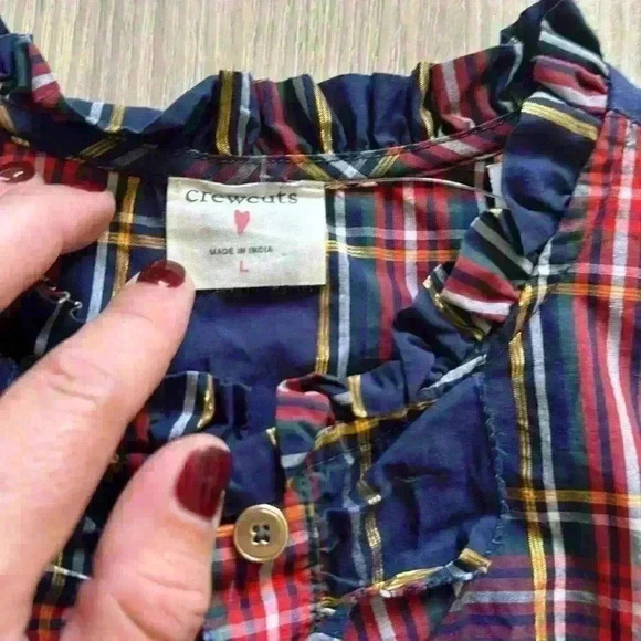 Crew Cuts from Jcrew girls tartan top with ruffles size Large - Picture 2 of 3